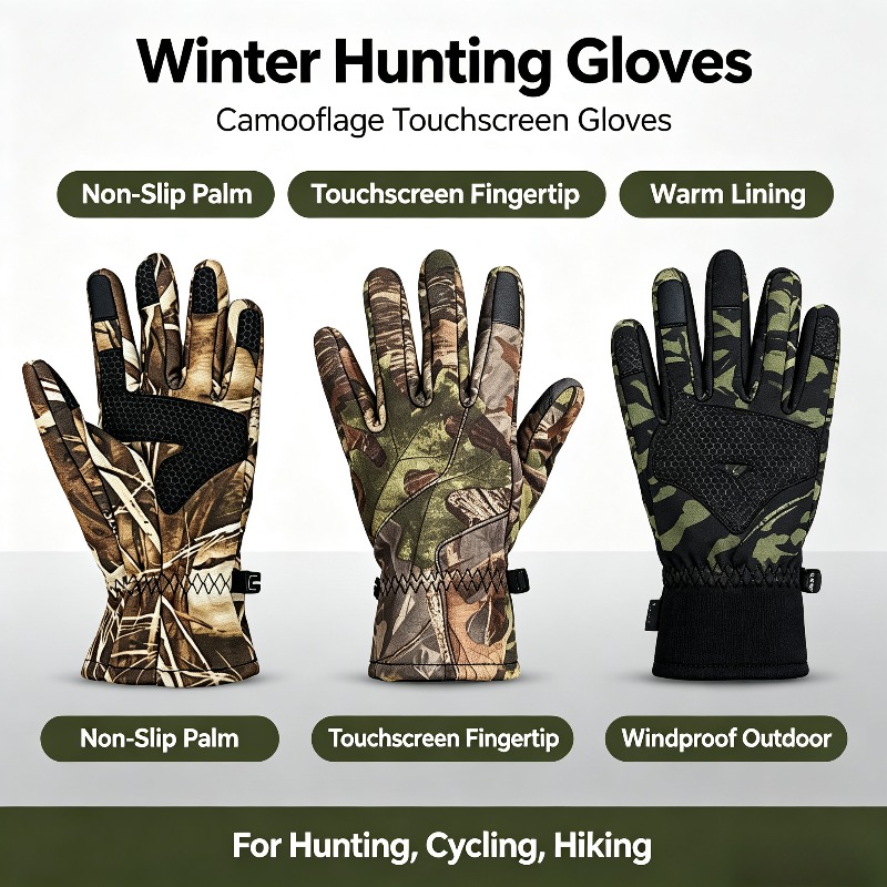 Knit Glove Touch Screen - Outdoor Sports Non-slip Hunting Gloves Men