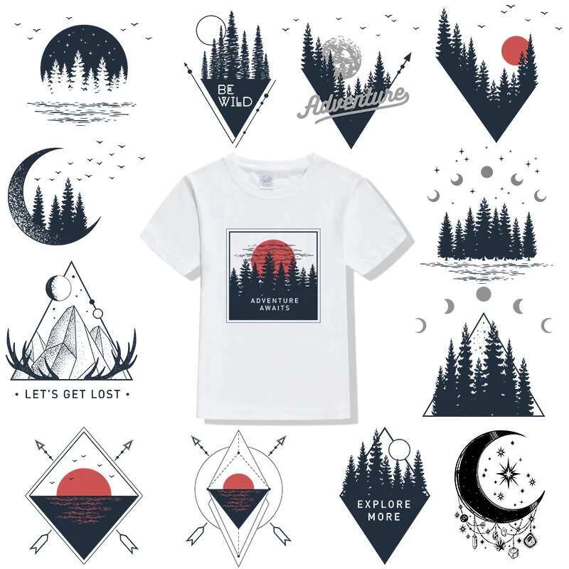Winter Clothing Pictures - Moon Winter Forest Sunset Heat Transfer