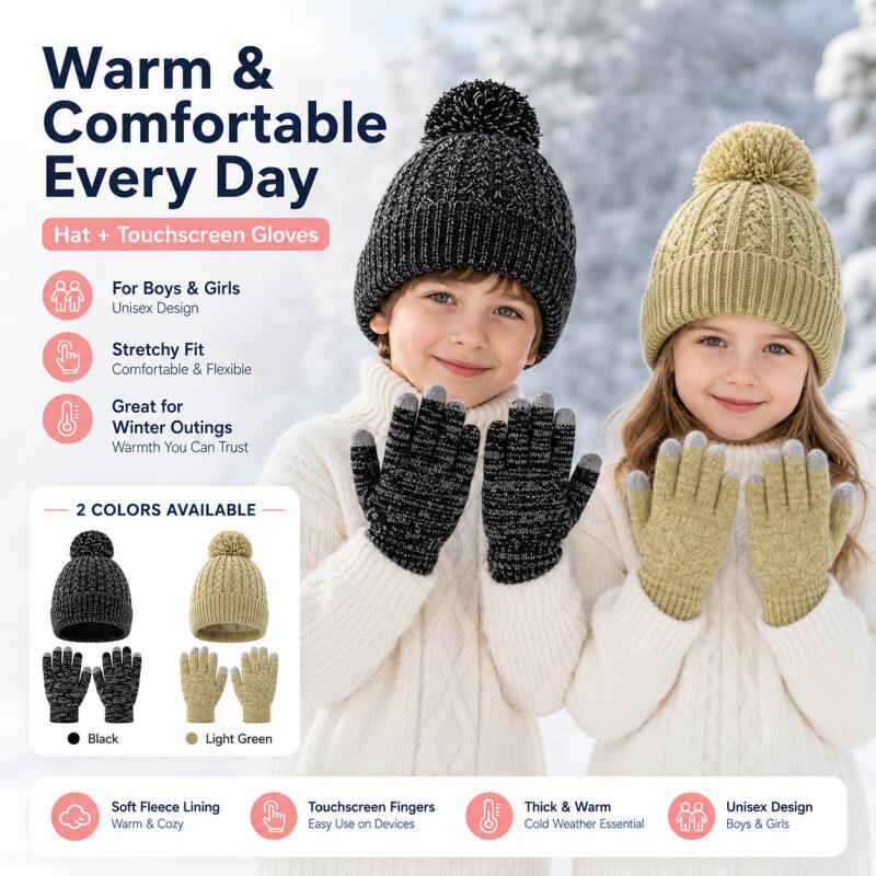Kids Winter Knit Hat Touchscre - огляд і ціна Knit Glove Touch Screen