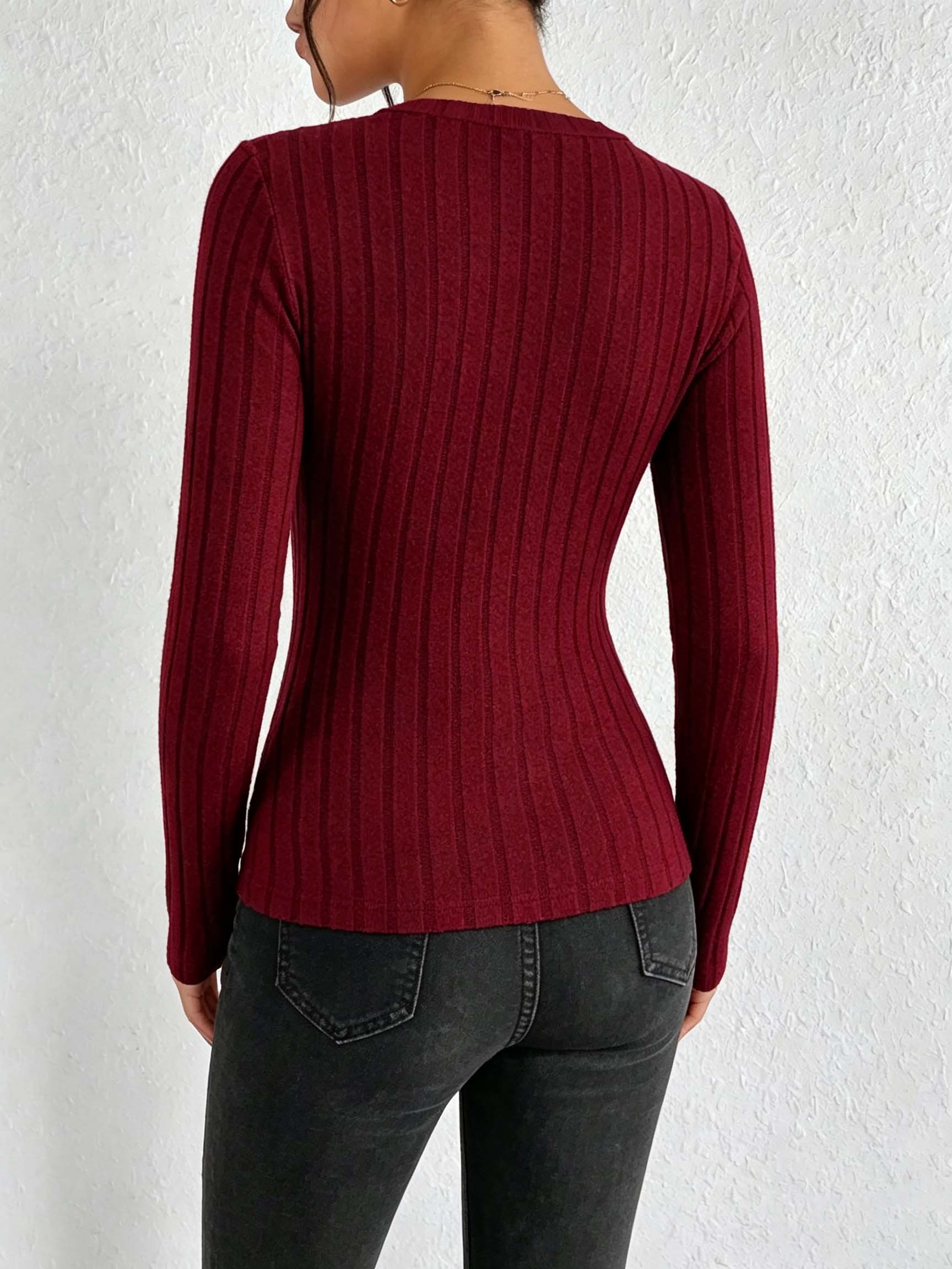Women Solid V‑Neck Ribbed Knit - огляд і ціна Winter Clothing For Woman