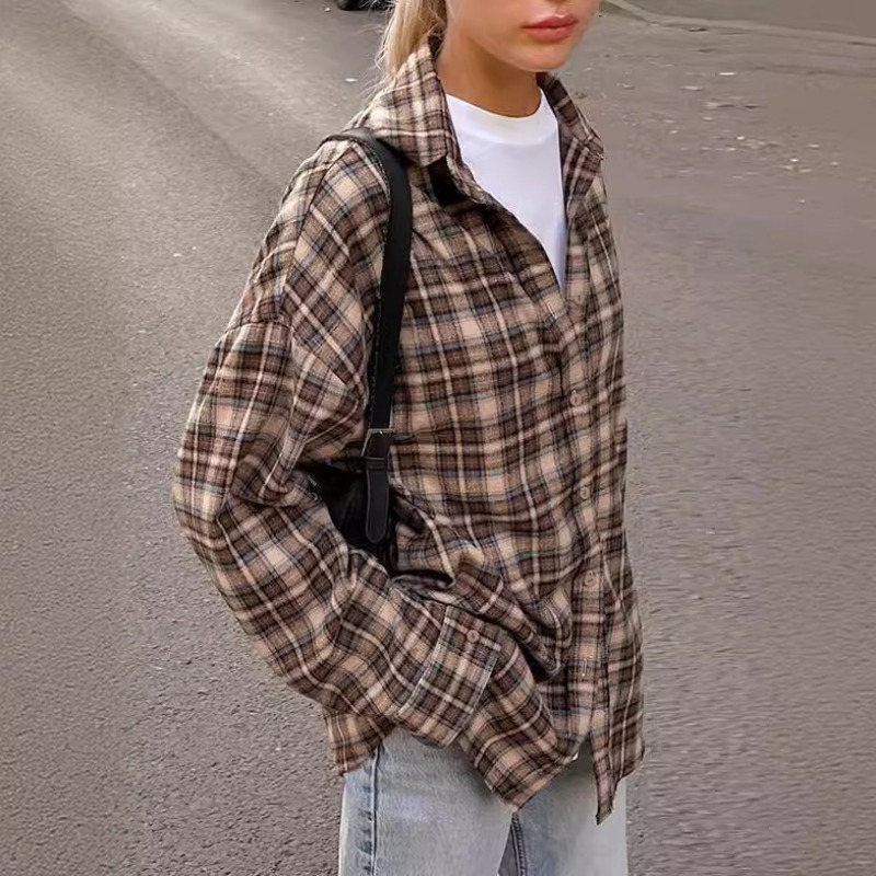 Casual Plaid Shirt Woman Loose - огляд і ціна Winter Clothing Vintage