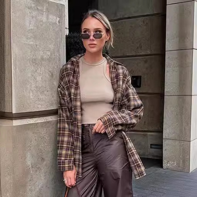 Casual Plaid Shirt Woman Loose - огляд і ціна Winter Clothing Vintage