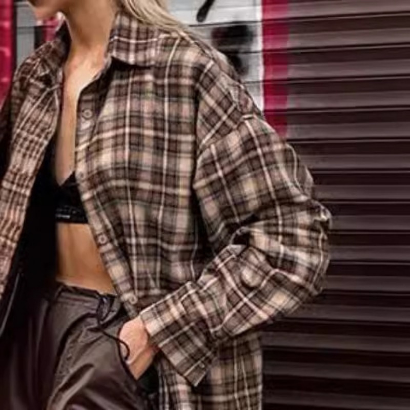 Casual Plaid Shirt Woman Loose - огляд і ціна Winter Clothing Vintage