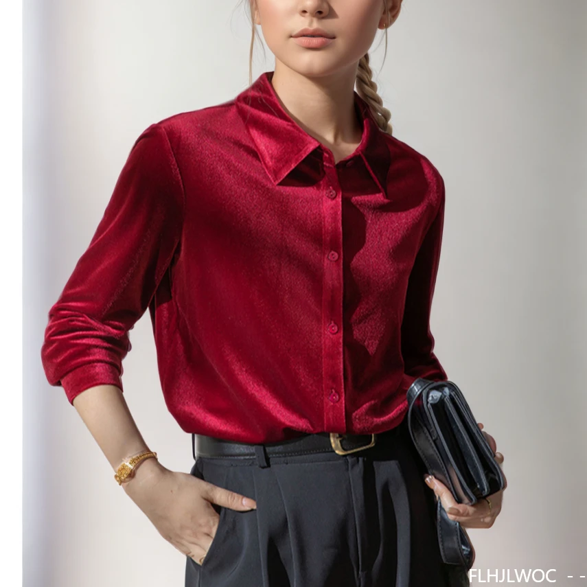 Black Red Velvet Tops Blouse N - огляд і ціна Winter Clothing Vintage